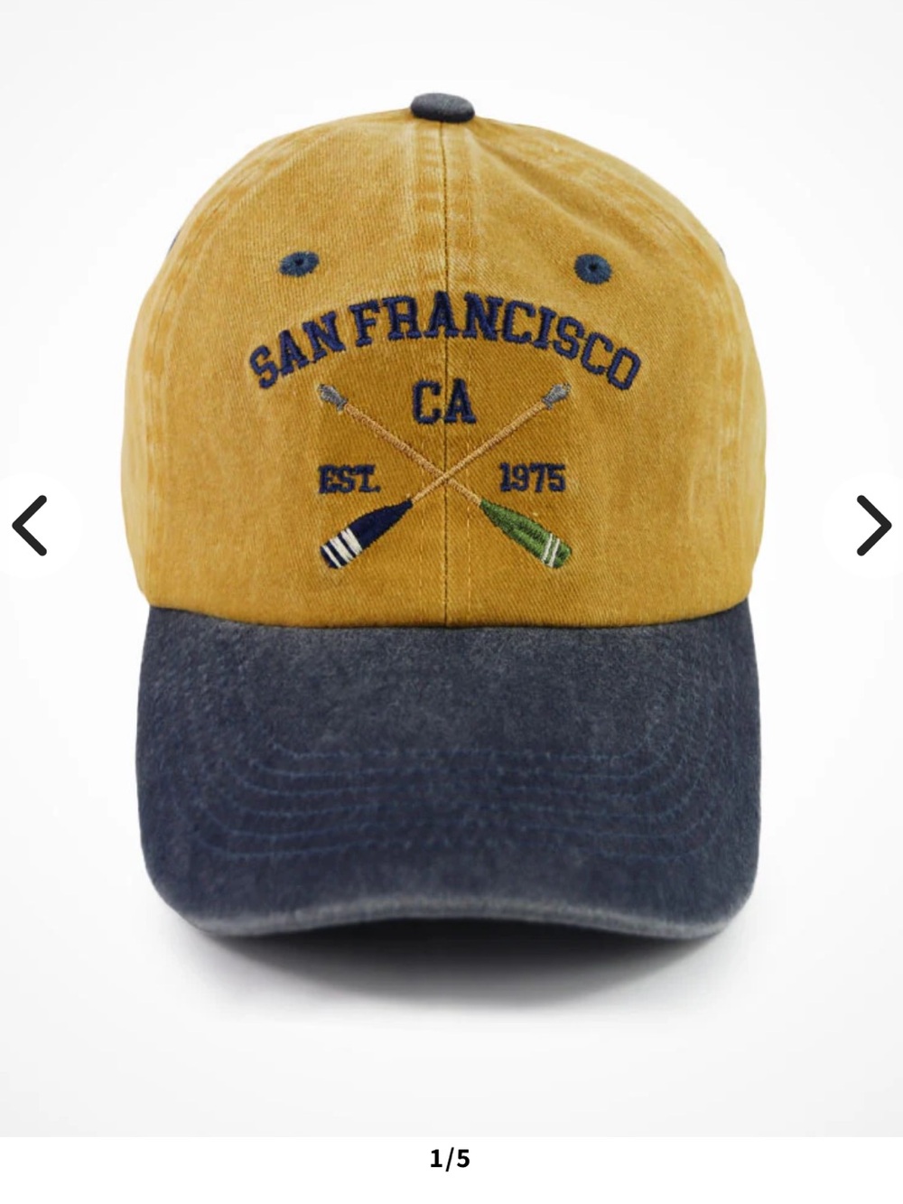 SF Citywear San Francisco CA SF Rowing Club Embroider Baseball Cap Mustard/Navy
